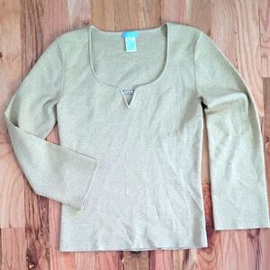 Silk & Metallic Blend Knit Vintage Y2K Top Small